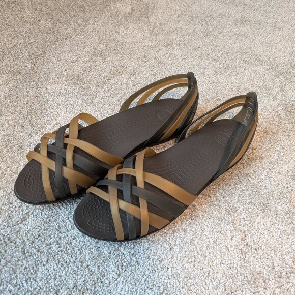 Crocs Huarache Mini Wedge. Sz 10. Espresso & Bronze. - Picture 2 of 6